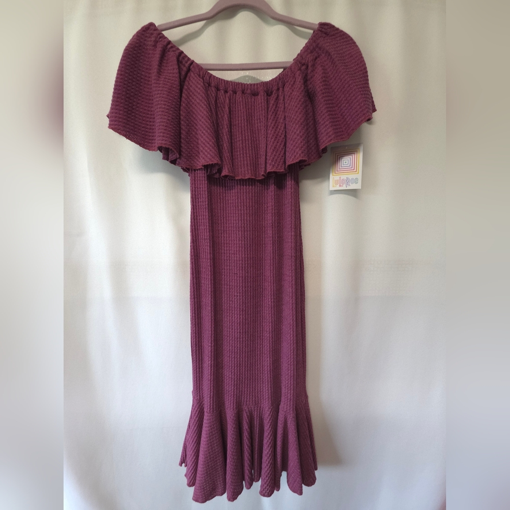 Purple Ruffled Off-Shoulder Dress - Picture 4 of 4